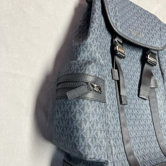 Michael Kors Cooper Admiral Blue Logo Large Backpack Flip Top Adjustable Straps - Picture 5 of 16
